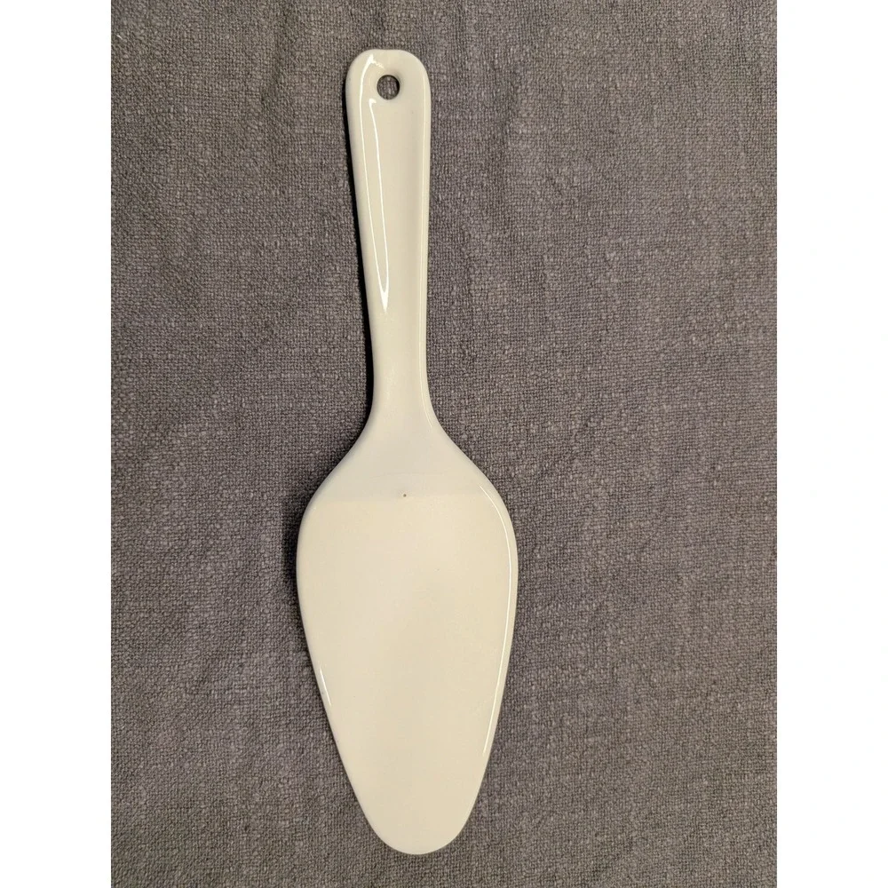 Vintage Ceramic Cake Pie Server White Blue Floral Bouquet Dessert